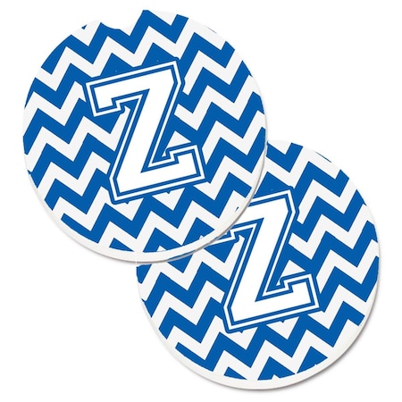 Carolines Treasures Letter Z Chevron Blue and White  Cup Holder Car Coaster, PK2 CJ1045-ZCARC